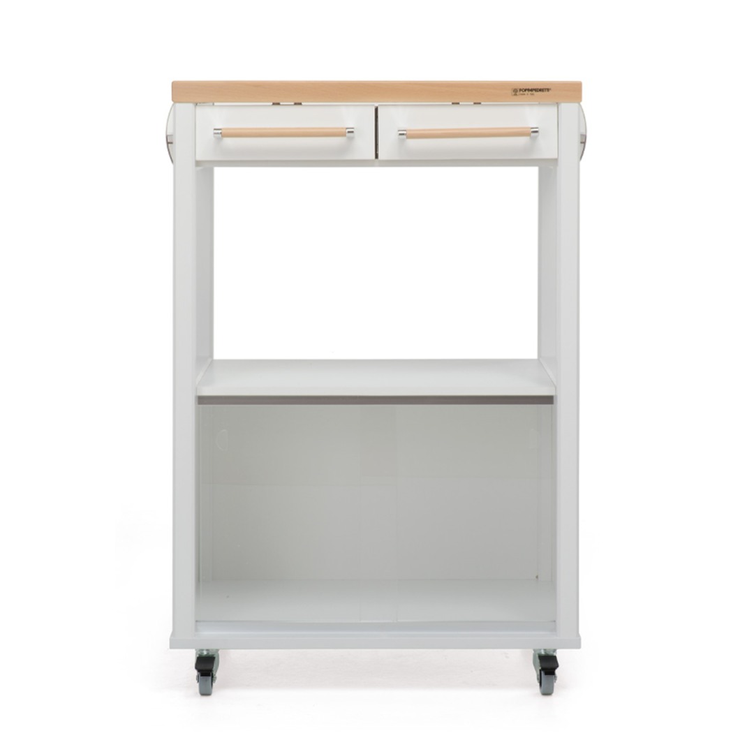 Eleganten Kuhinjski Voziček - Benchef Naturale/Bela Eleganten Kuhinjski Voziček - Benchef Naturale/Bela