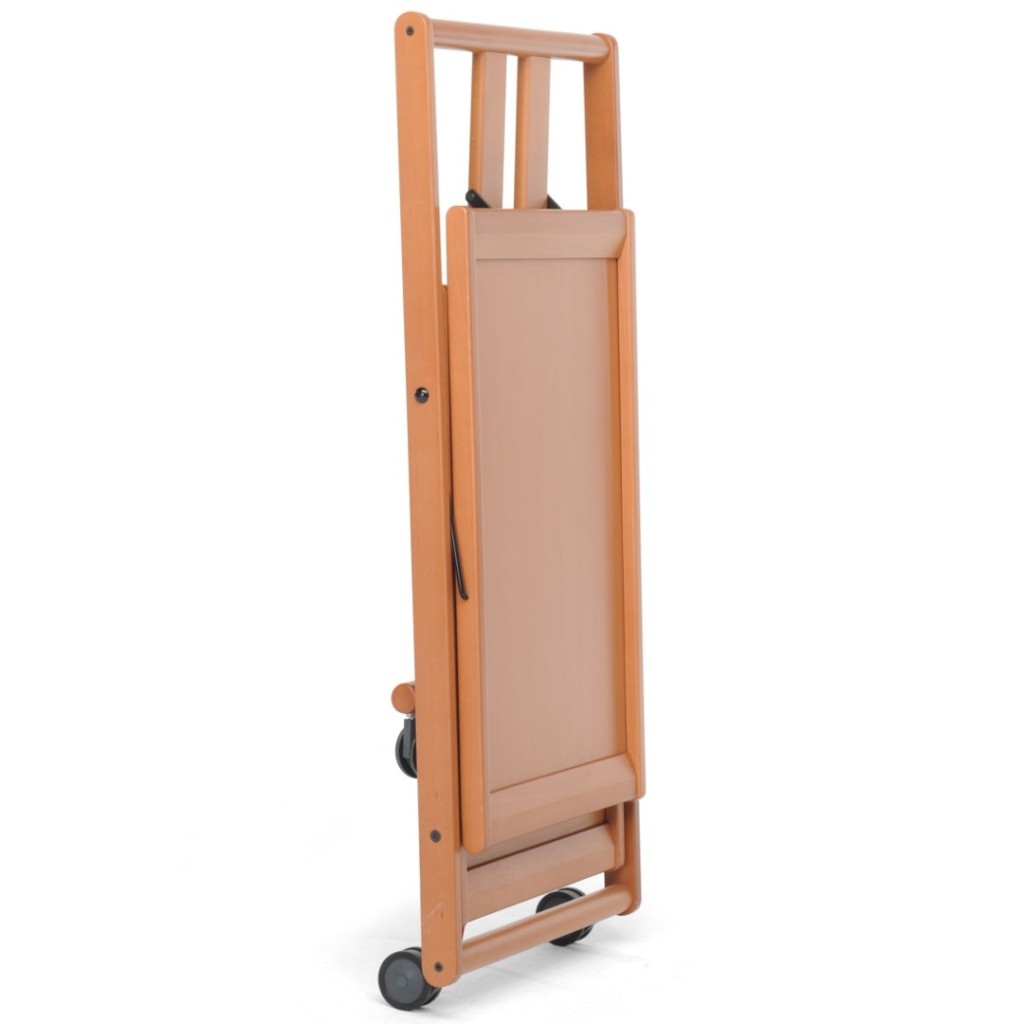 Foppapedretti Losgabello Strijkplank – Verborgen Strijkplank Met Opbergplank, Massief Beukenhout, Krasbestendige Wielen, 38x55x89 Cm (Dicht)