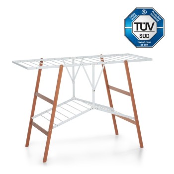 Funkcionalno leseno stojalo za perilo Ciak - Bela/Oreh