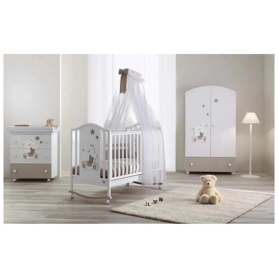 Pali ORSONE Tortora lesena otroška postelja z vzmetnico Pali ORSONE Tortora lesena otroška postelja z vzmetnico