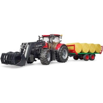 BRUDER traktor Case IH Optum CVX s prednjim utovarivačem, transport bala + 8 balirki 03198