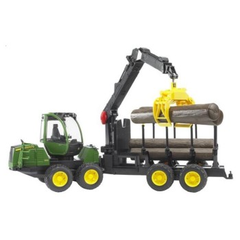 BRUDER traktor John Deere s utovarivačem i prikolicom za drva 02133