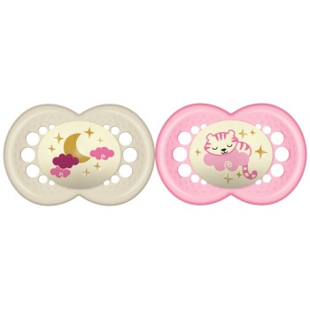 MAM tolažilna duda - silikon Night 6+ mes., silikon, 2 kosa sort 350283