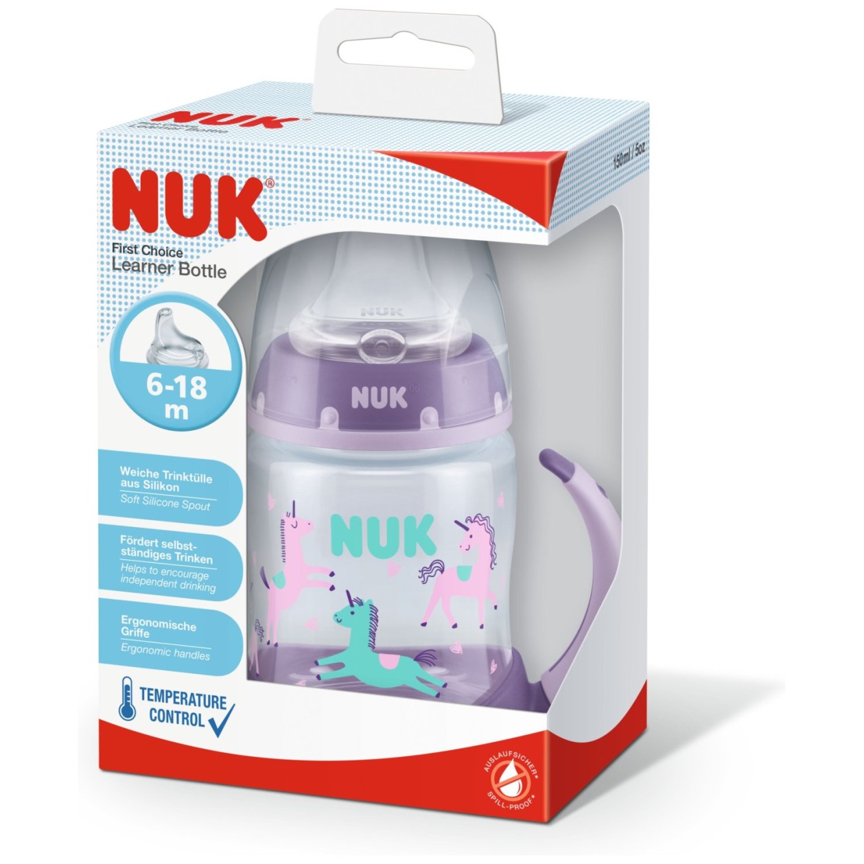 NUK čašica FC learner sa termometrom, silikon, 150 ml multicolor