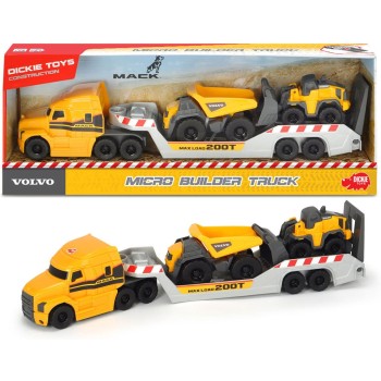Dickie tovornjak Mack + 2 gradbeni vozili Volvo