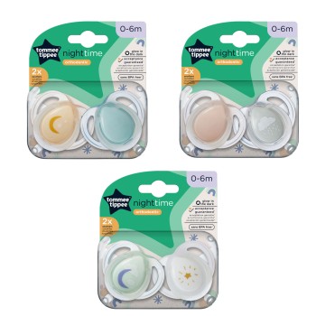 Tommee Tippee tolažilna duda - silikon , nočna, 0-6m, sort, 2/1