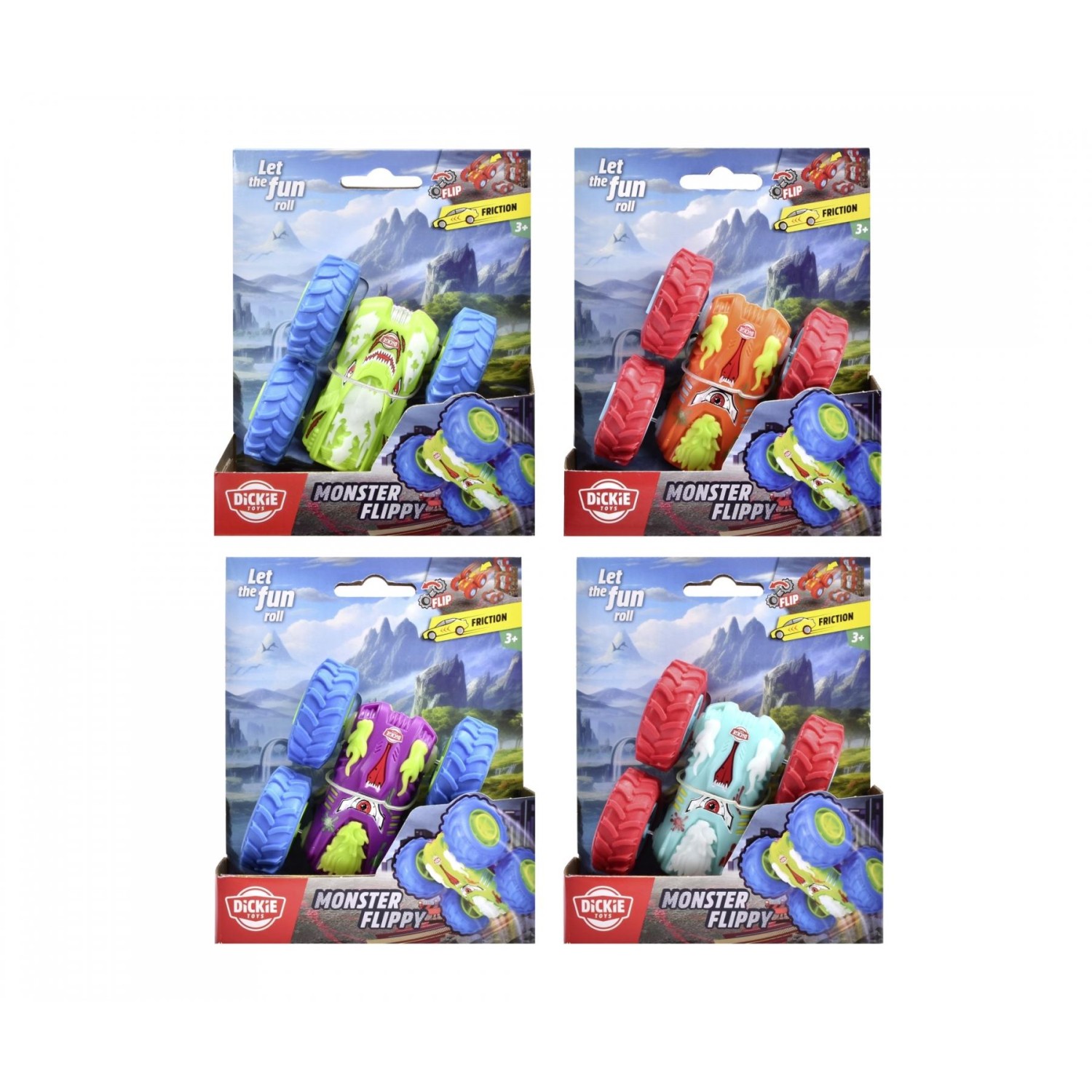 Dickie vozilo Monster Flippy 10 cm, 4 sort Dickie vozilo Monster Flippy 10 cm, 4 sort