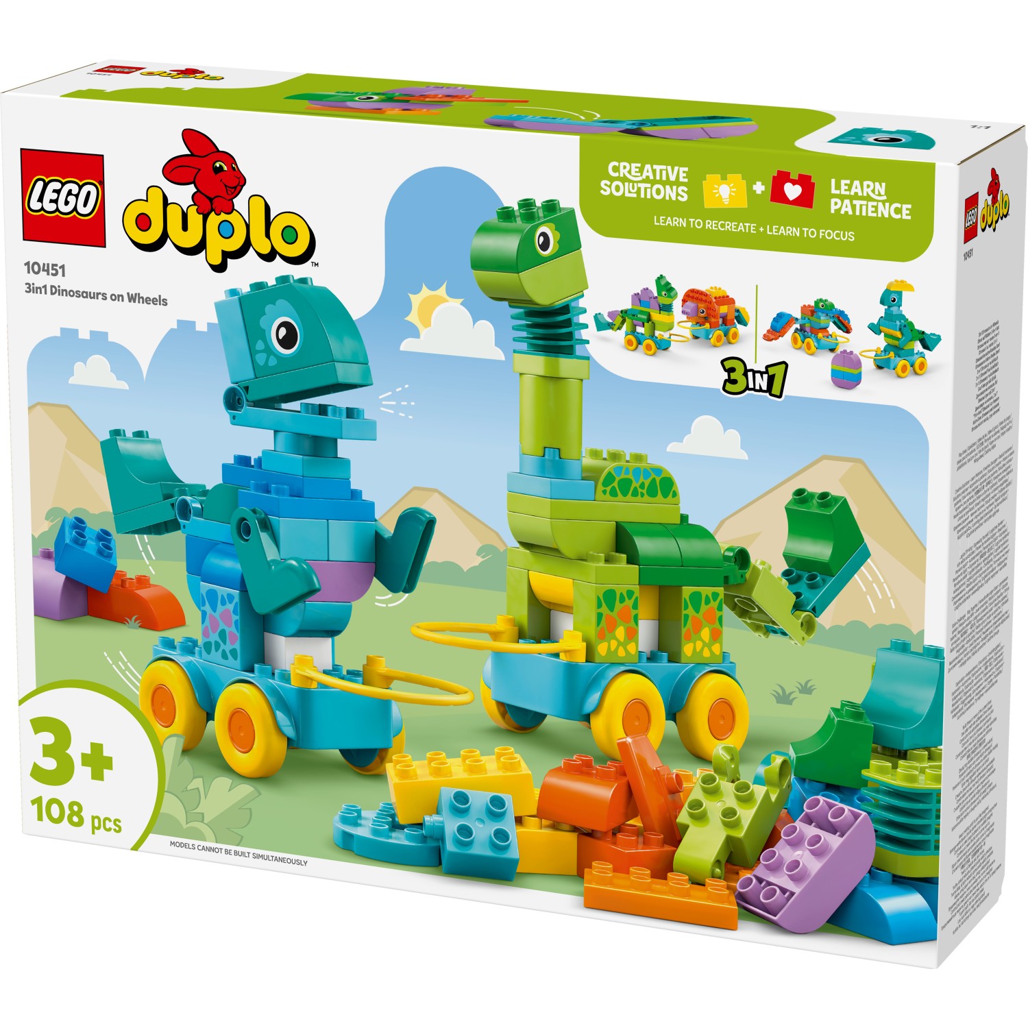 Kocke Duplo Dinozavri na kolesih 3v1 10451
