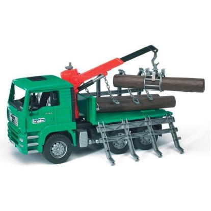 Bruder kamion z dvižno roko in hlodi