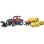 BRUDER traktor Case IH Optum CVX s prednjim utovarivačem, transport bala + 8 balirki 03198