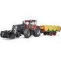 BRUDER traktor Case IH Optum CVX s prednjim utovarivačem, transport bala + 8 balirki 03198
