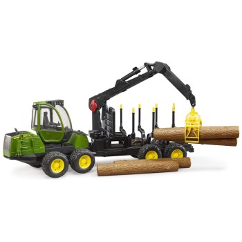 BRUDER traktor John Deere s utovarivačem i prikolicom za drva 02133