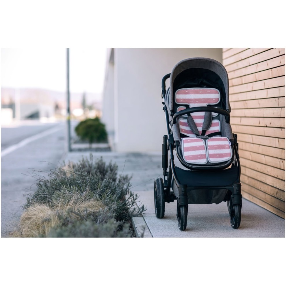 Univerzalna podloga za kolica i autosjedalicu 3D MESH Pink White