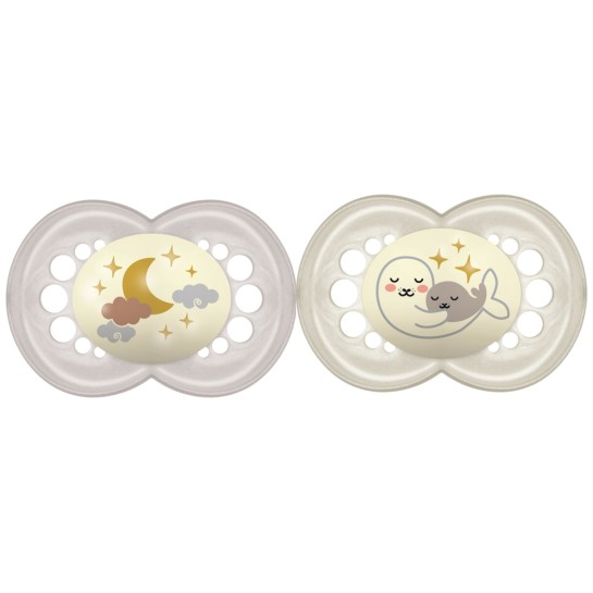 MAM tolažilna duda - silikon Night 6+ mes., silikon, 2 kosa sort 350283 MAM tolažilna duda - silikon Night 6+ mes., silikon, 2 kosa sort 350283