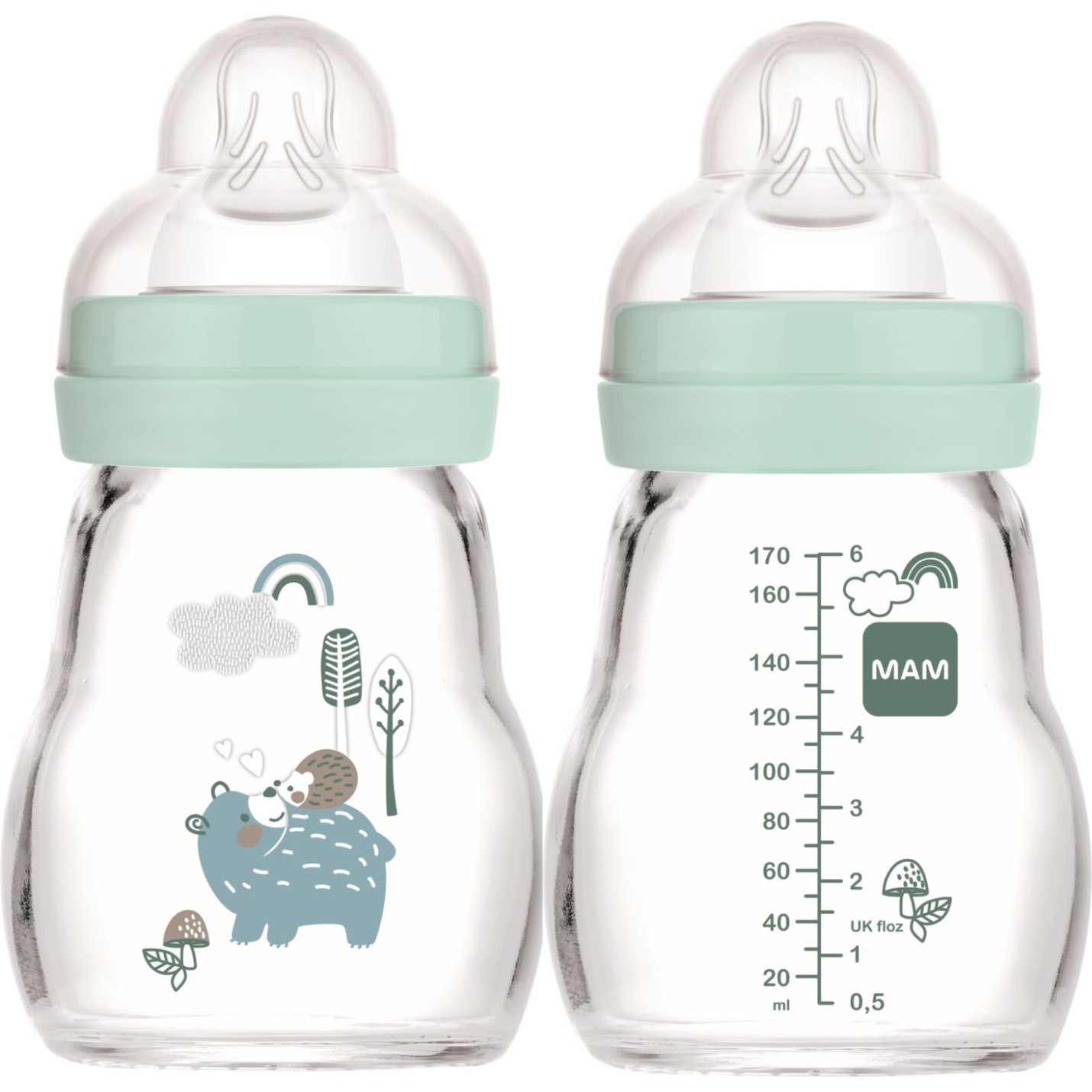 MAM steklenička steklena 170ml sort 638046