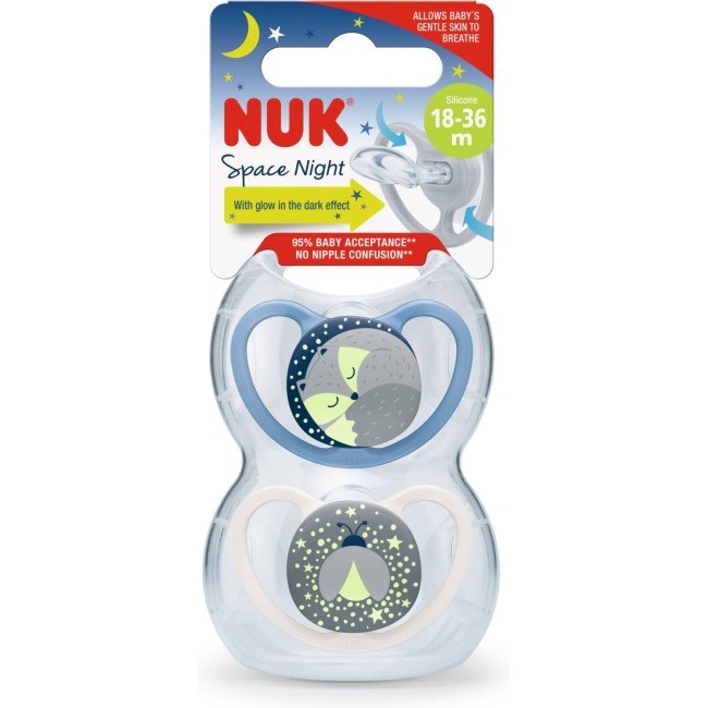 Nuk tolažilna duda - silikon Space Night vel.1 (18-36 mes), sort, 2 kosa sort Nuk tolažilna duda - silikon Space Night vel.1 (18-36 mes), sort, 2 kosa sort