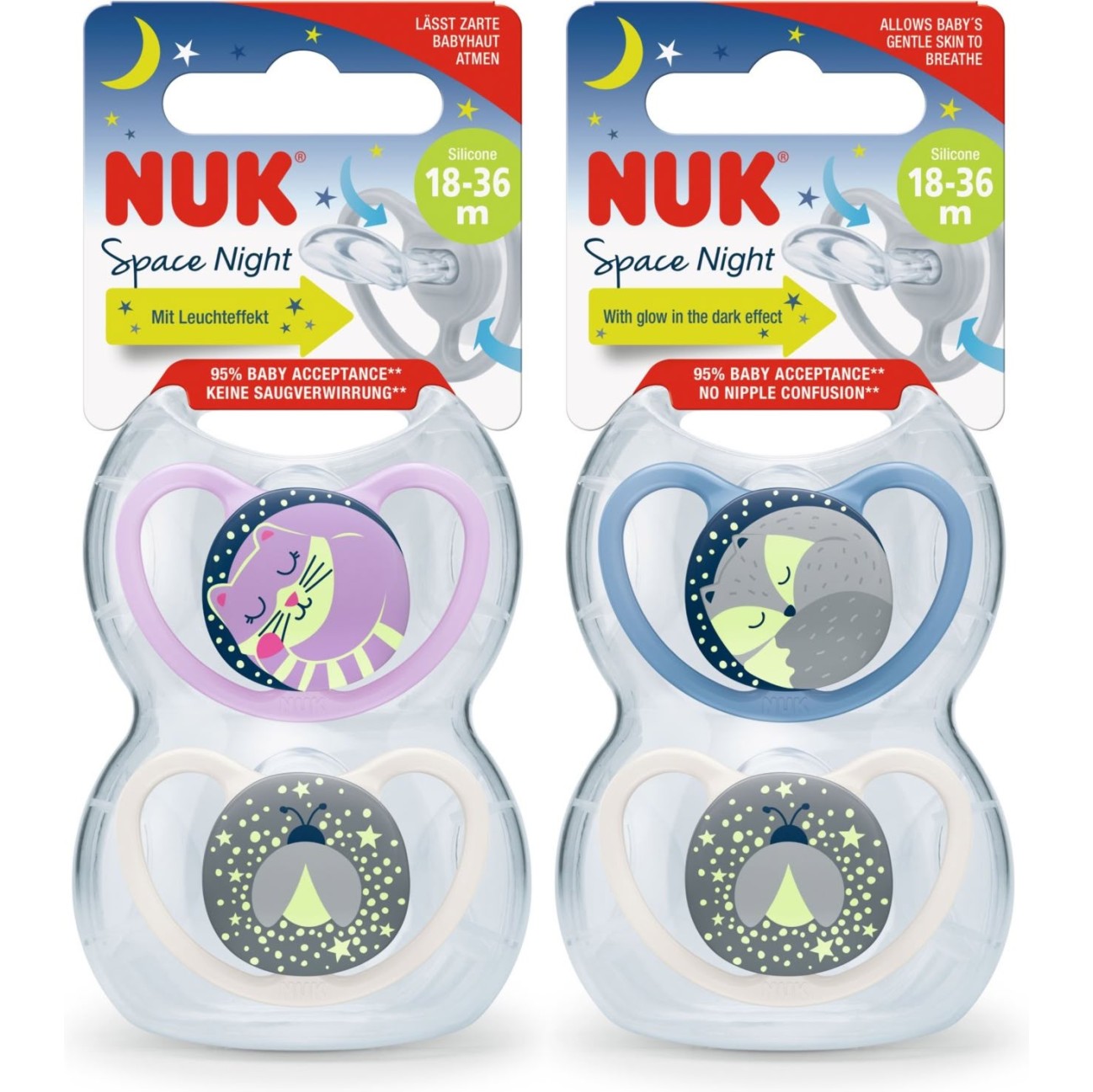Nuk tolažilna duda - silikon Space Night vel.1 (18-36 mes), sort, 2 kosa sort Nuk tolažilna duda - silikon Space Night vel.1 (18-36 mes), sort, 2 kosa sort