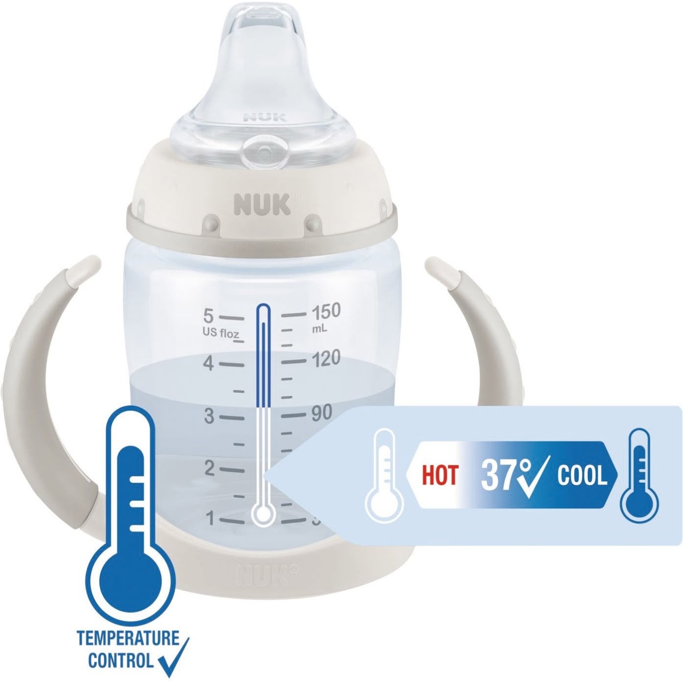 Nuk lonček FC z vgrajenim temp. indokatorjem, silikon, 150 ml multicolor