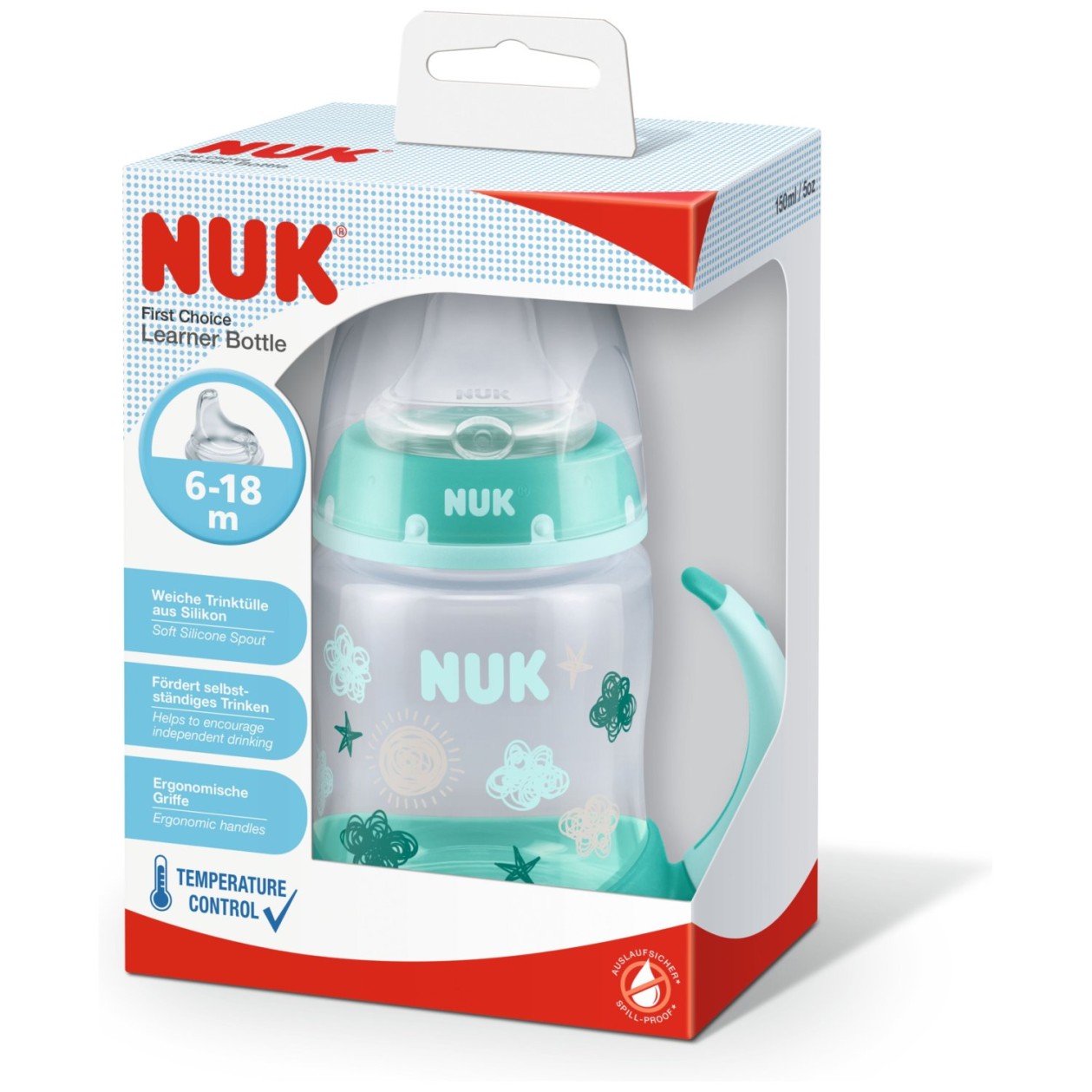 NUK čašica FC learner sa termometrom, silikon, 150 ml multicolor