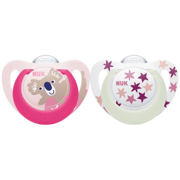 Nuk tolažilna duda - silikon Star Day & Night 18-36 m, 2/1