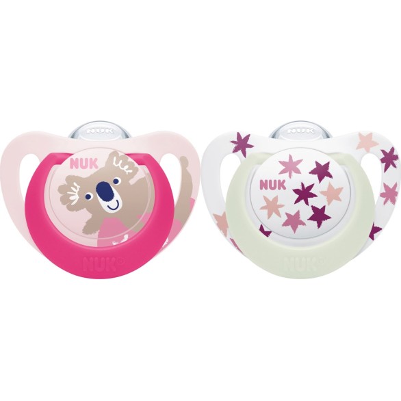 Nuk tolažilna duda - silikon Star Day & Night 6-18 m, 2/1