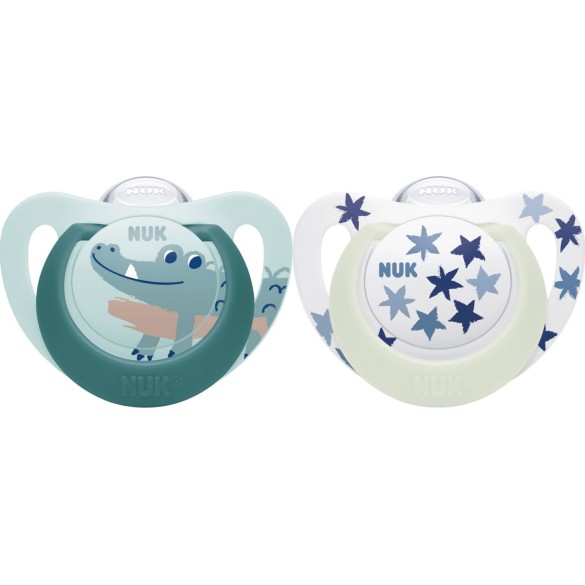 Nuk tolažilna duda - silikon Star Day & Night 6-18 m, 2/1