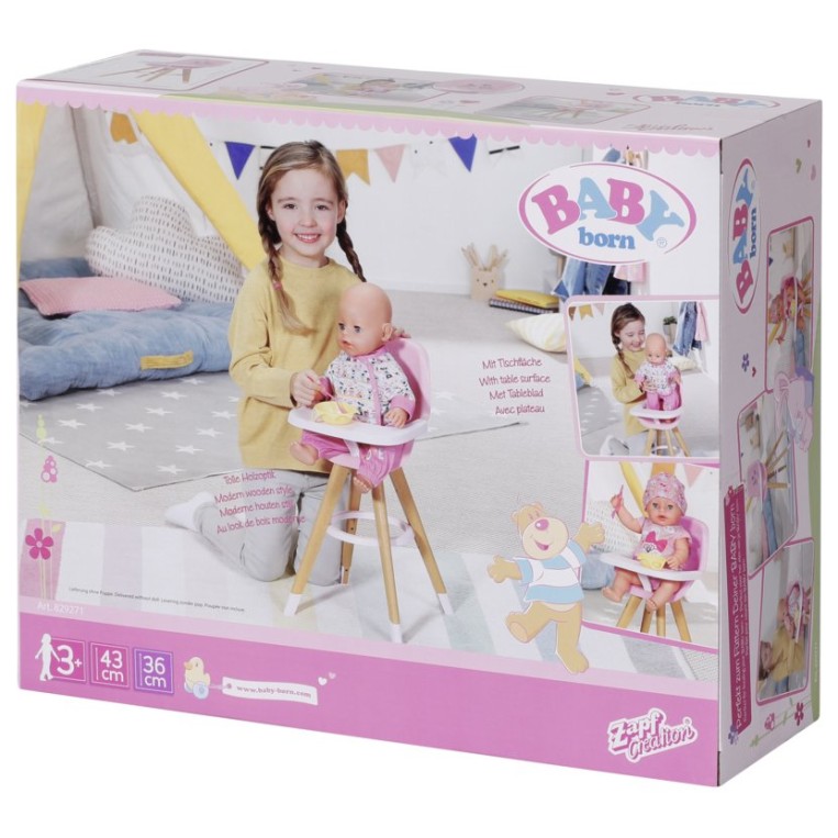 Zapf Baby Born leseni stolček za hranjenje Zapf Baby Born leseni stolček za hranjenje