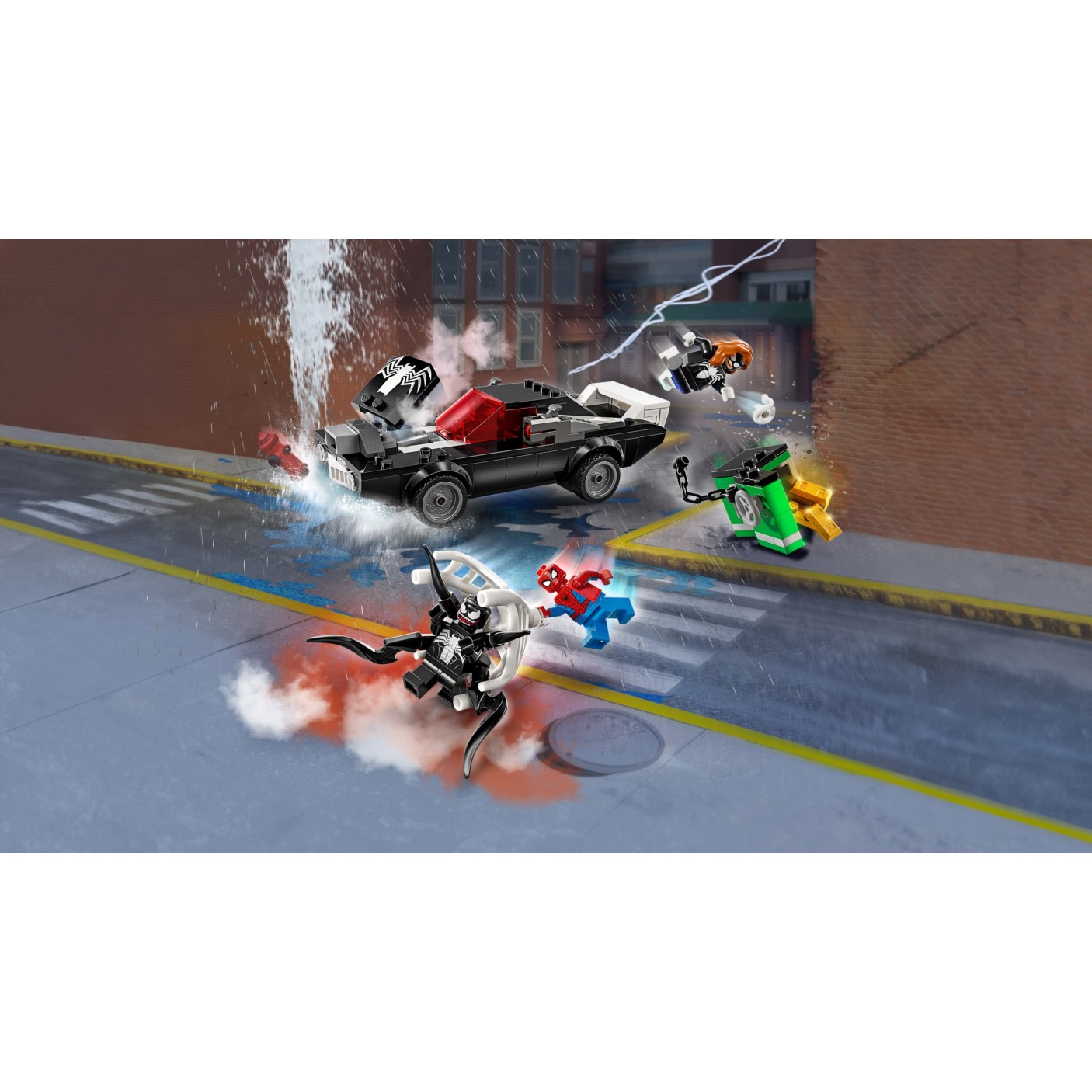 Lego® Super Heroes 76309 Spider-Man proti Venomovemu avtu z močnim motorjem