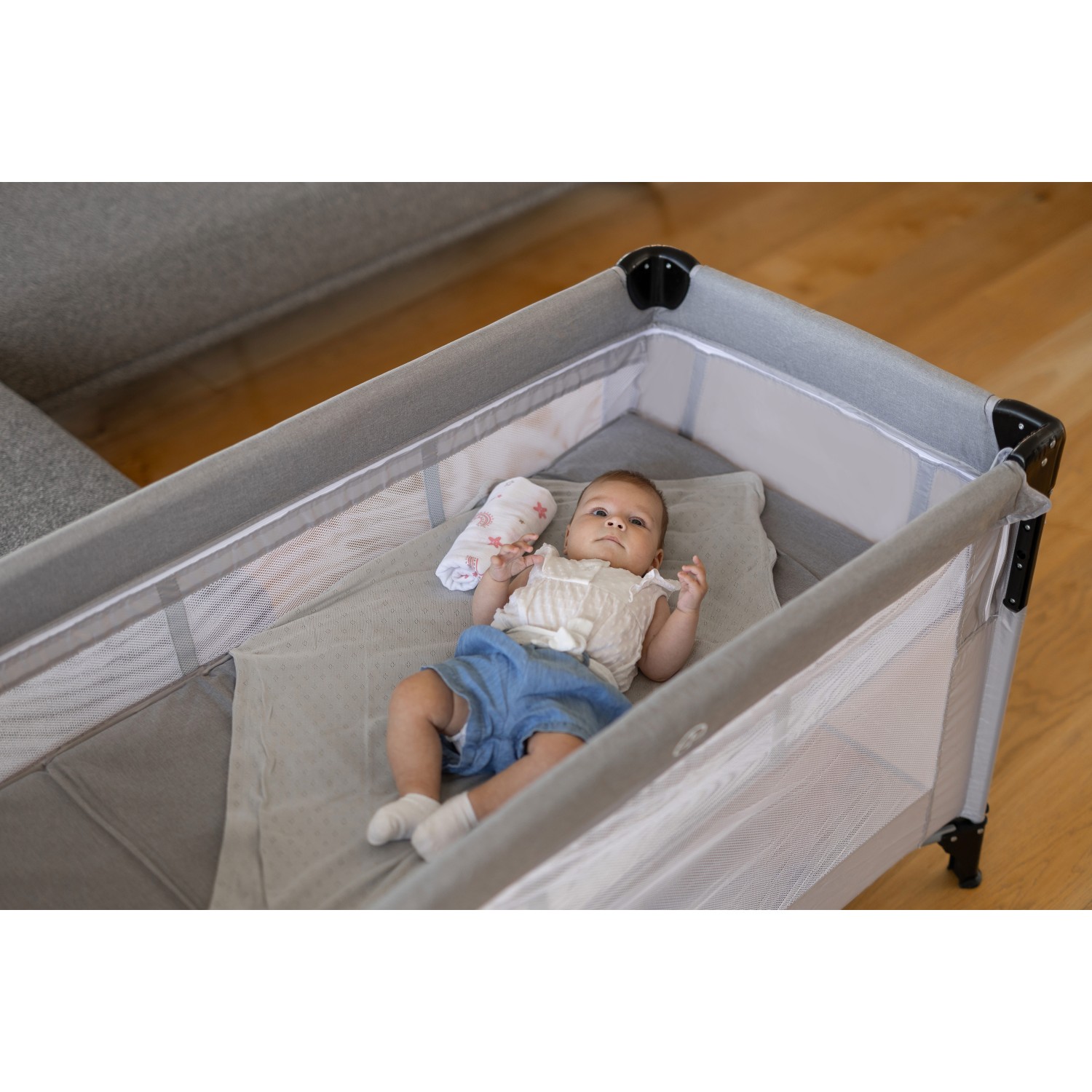 Prenosna postelja DOUBLE z dvojnim dnom in pomično stranico