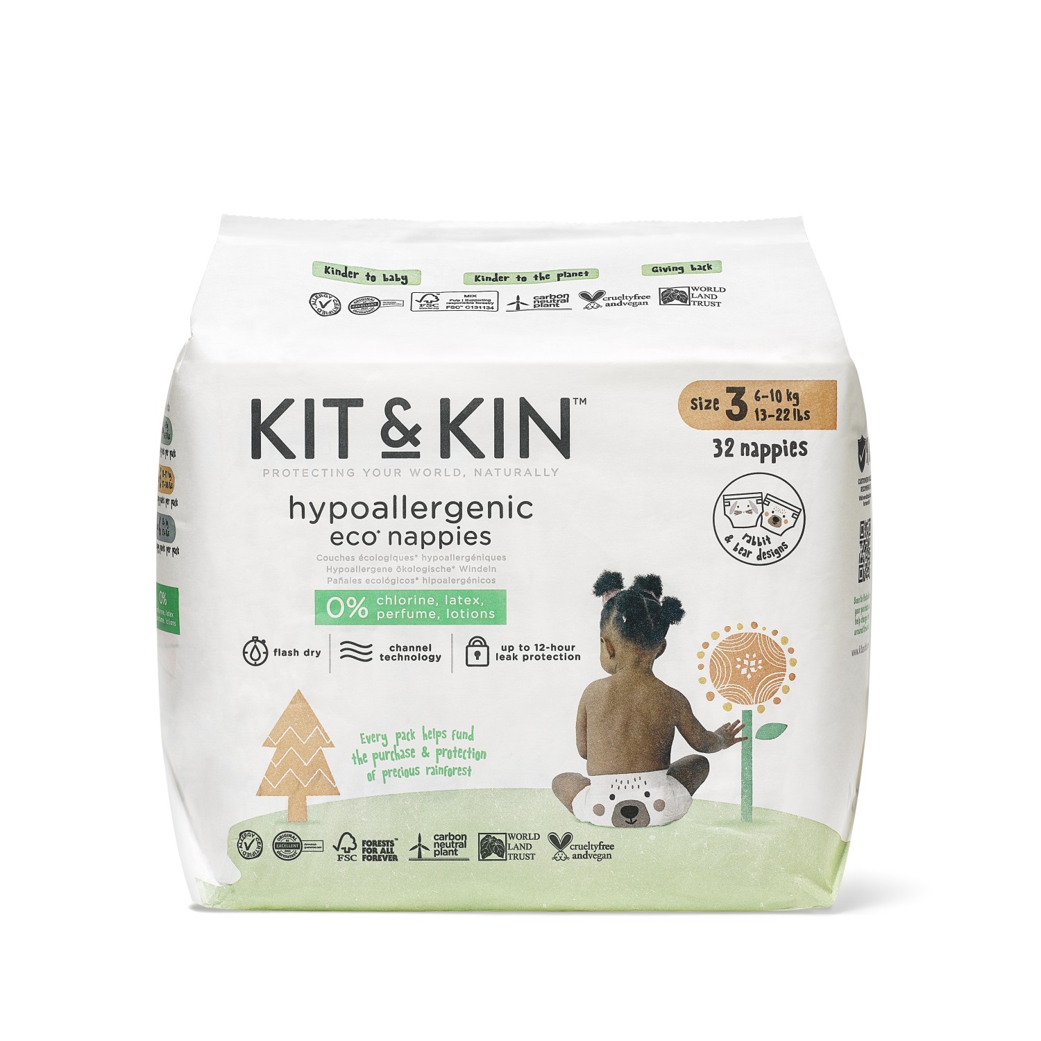 Kit&Kin plenice velikost 3, (6-10 kg) 32 kos