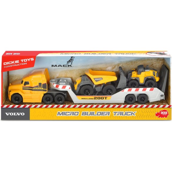 Dickie tovornjak Mack + 2 gradbeni vozili Volvo