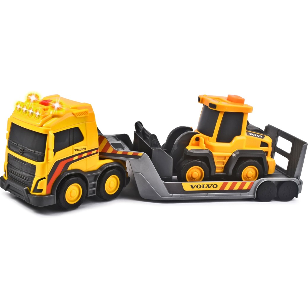 Dickie delovni tovornjak Volvo s prikolico za prevoz strojev 32 cm