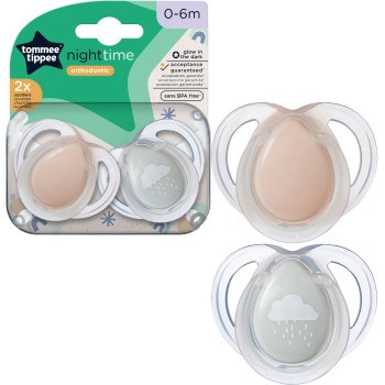 Tommee Tippee tolažilna duda - silikon , nočna, 0-6m, sort, 2/1