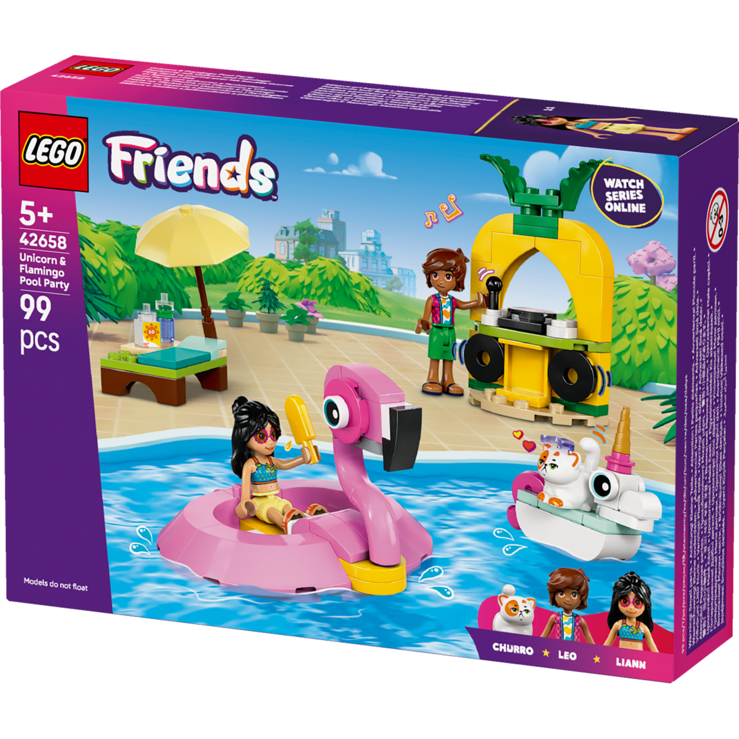Lego® Friends 42658 Zabava na bazenu s samorogom in plamencem