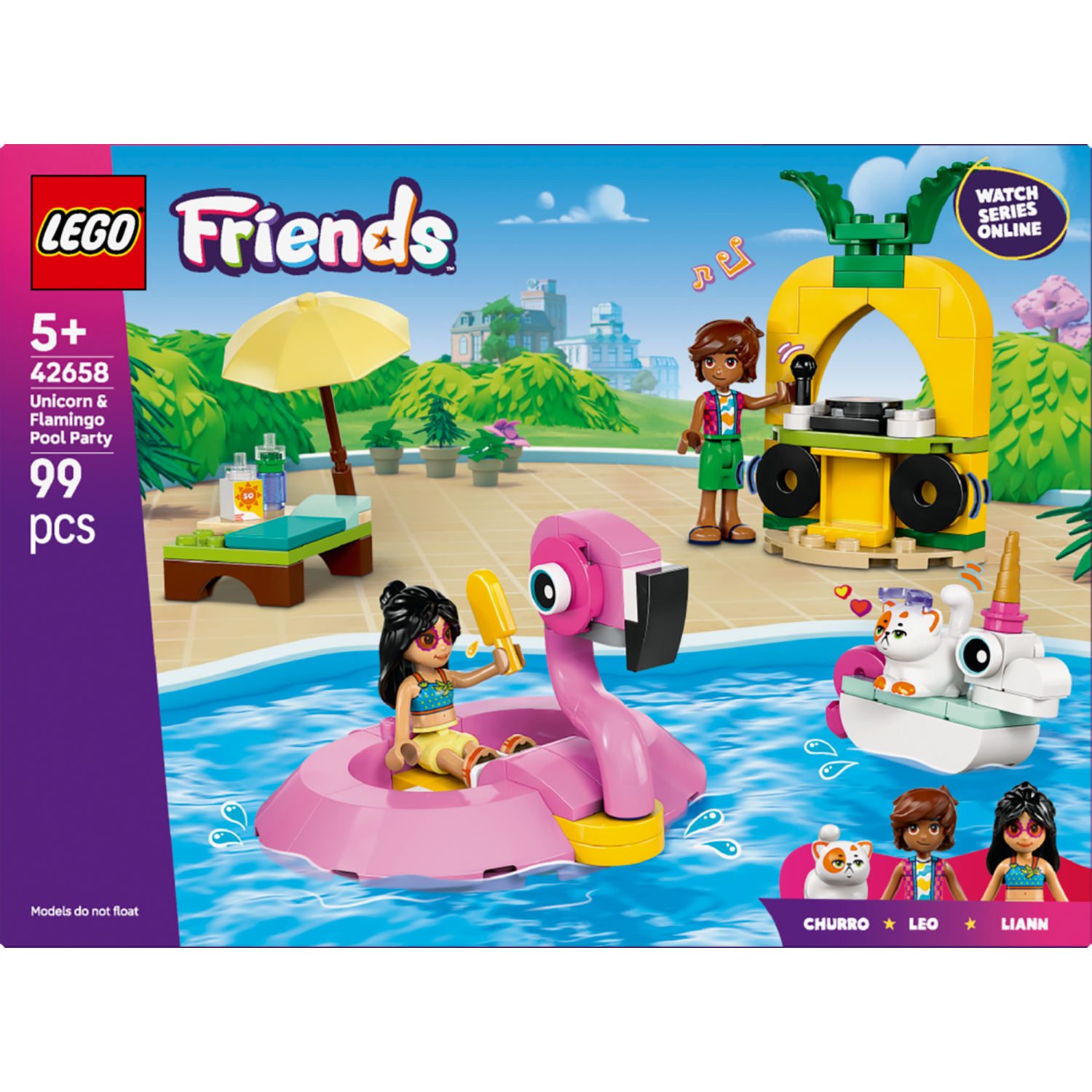 Lego® Friends 42658 Zabava na bazenu s samorogom in plamencem