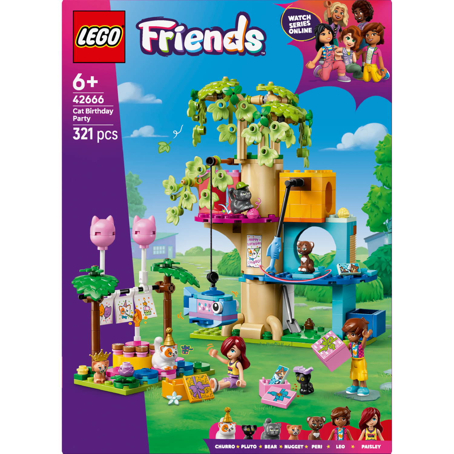 Lego® Friends 42666 Mačja rojstnodnevna zabava in hiša na drevesu