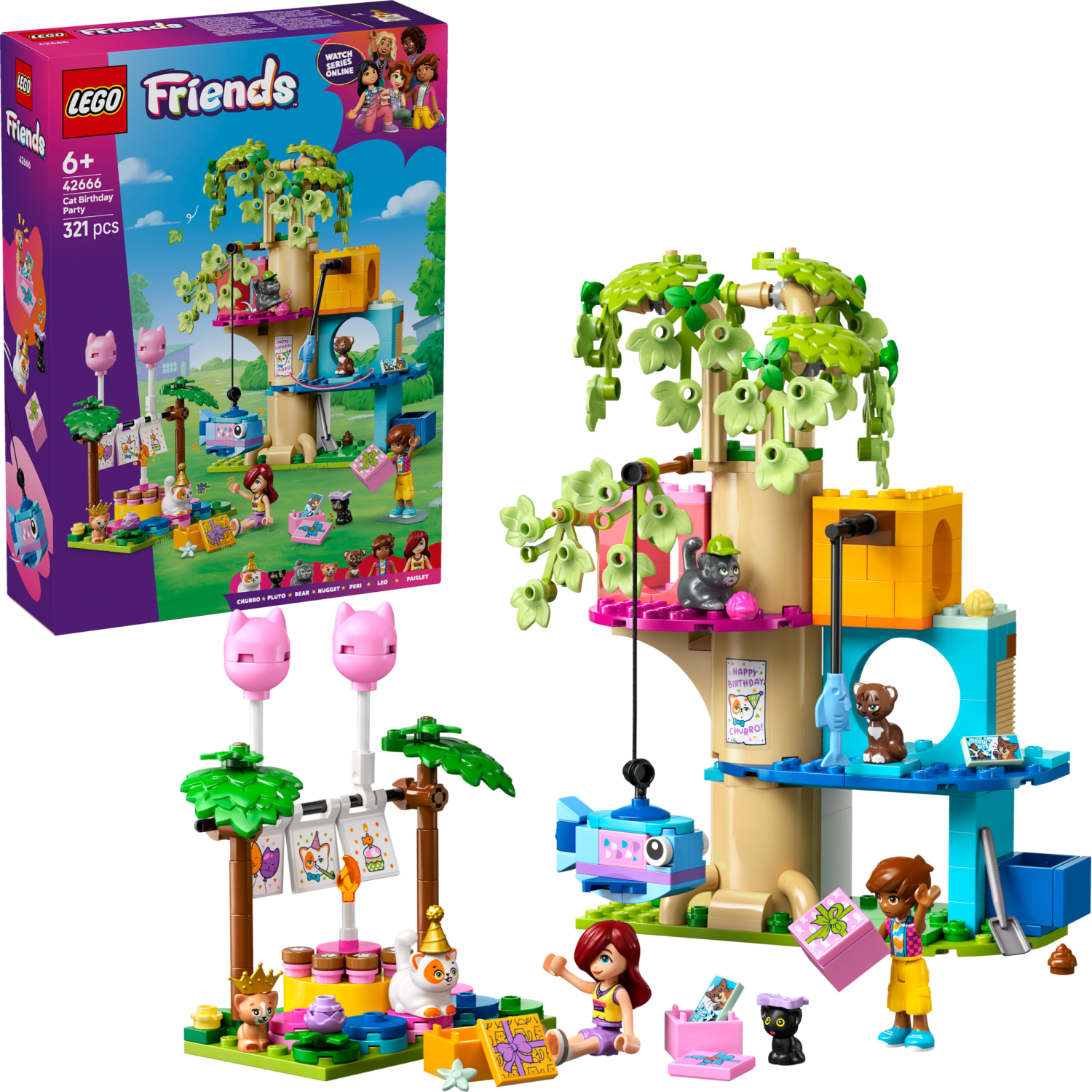 Lego® Friends 42666 Mačja rojstnodnevna zabava in hiša na drevesu