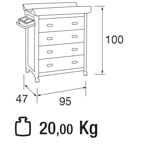 ARIEL bel, previjalna mizica iz umetnih mas