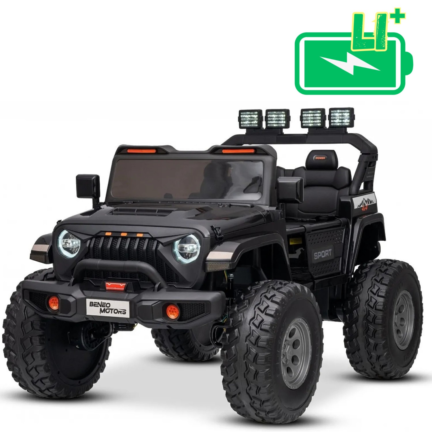 22V otroški avto OFFRIDE 210W, 4x4, Li baterija, črn, Beneo