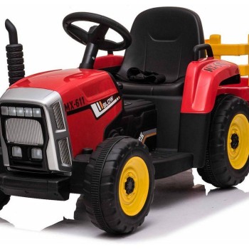 12v otroški traktor na akumulator  s prikolico rdeč