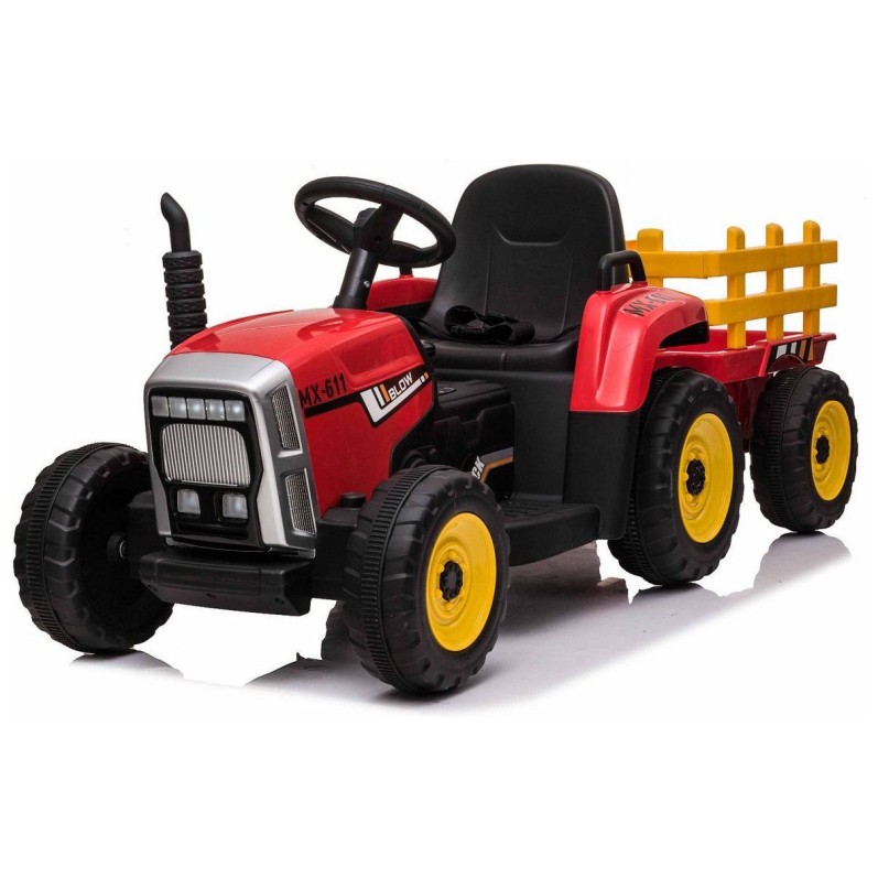 12v otroški traktor na akumulator  s prikolico rdeč