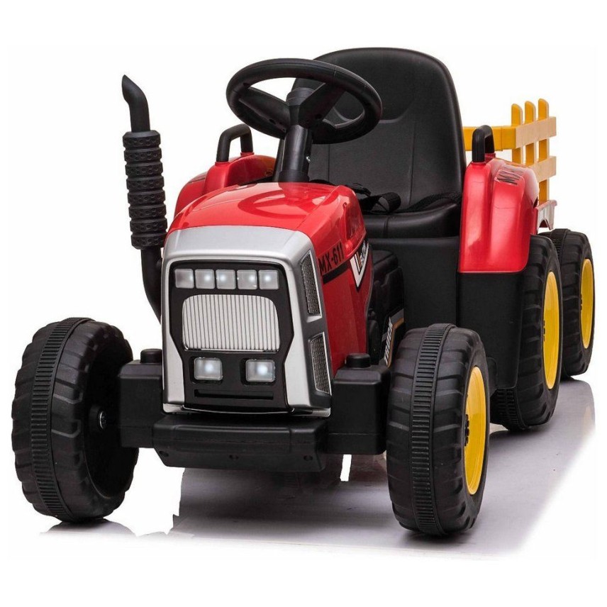 12v otroški traktor na akumulator  s prikolico rdeč