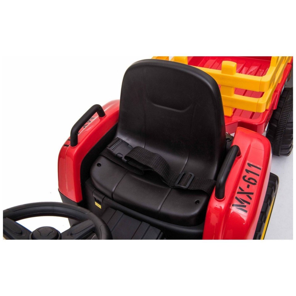 12v otroški traktor na akumulator  s prikolico rdeč