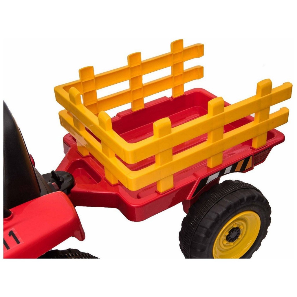 12v otroški traktor na akumulator  s prikolico rdeč