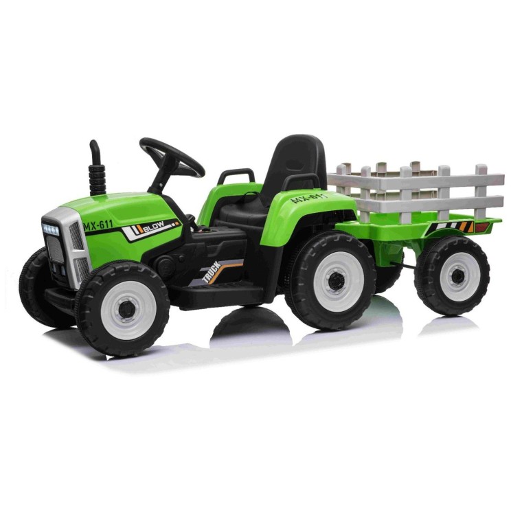 12V Dječji traktor na akumulator s prikolicom zeleni 12V Dječji traktor na akumulator s prikolicom zeleni