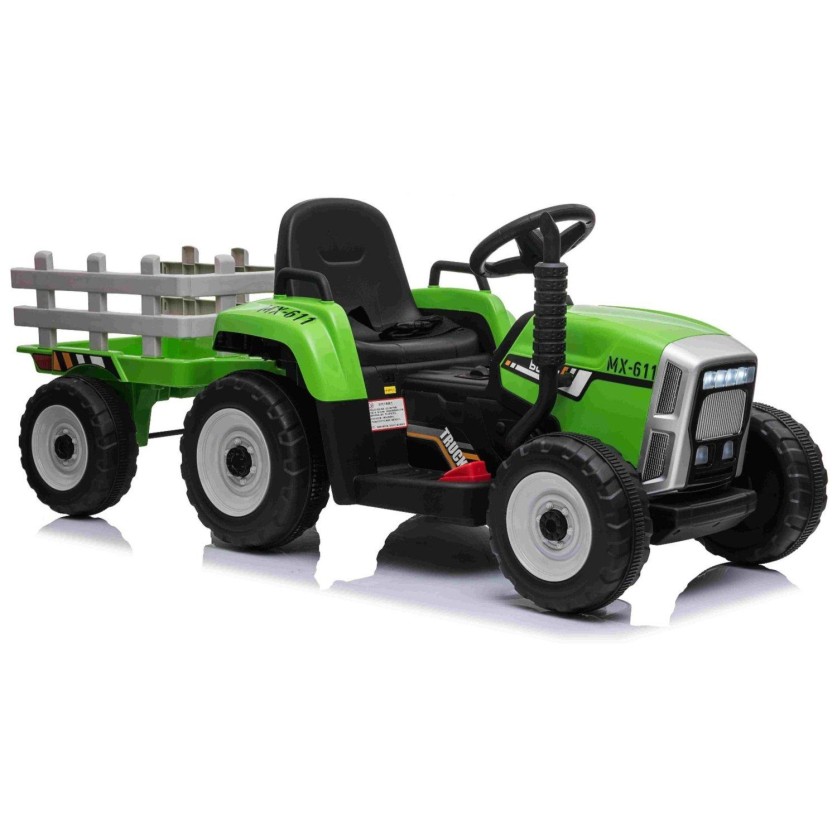 12V Dječji traktor na akumulator s prikolicom zeleni 12V Dječji traktor na akumulator s prikolicom zeleni