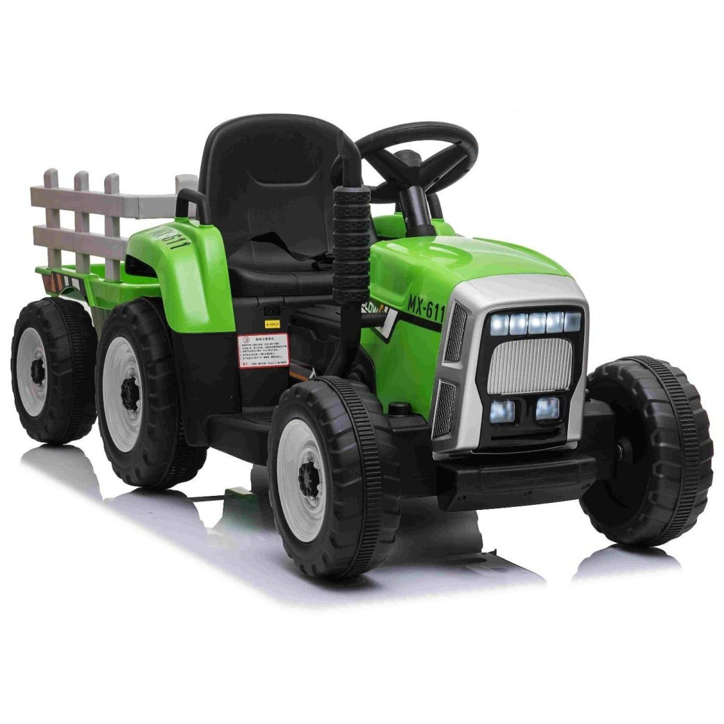 12V Dječji traktor na akumulator s prikolicom zeleni 12V Dječji traktor na akumulator s prikolicom zeleni