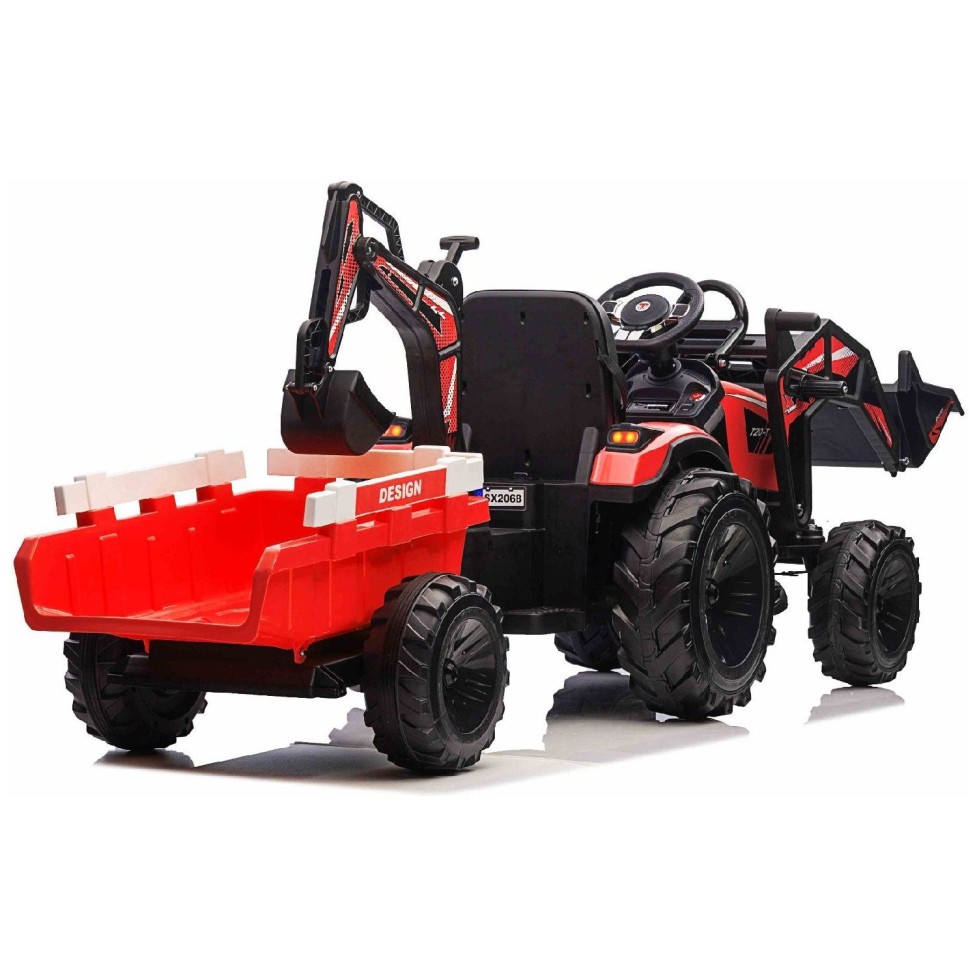 11V TOP-WORKER  - otroški traktor na akumulator, rdeč