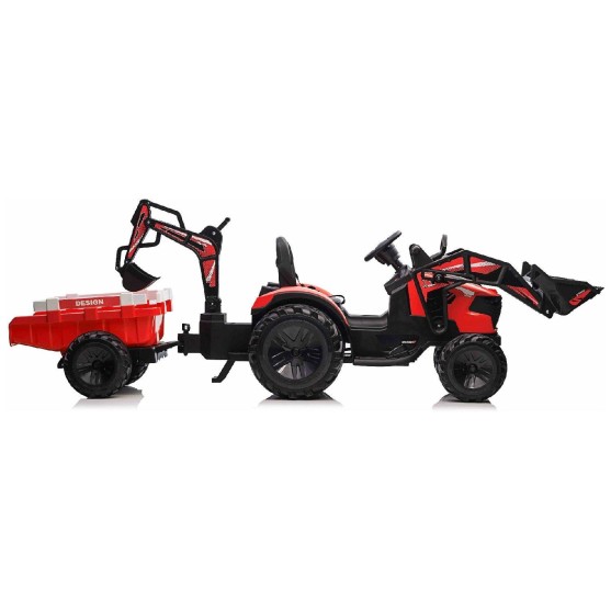 11V TOP-WORKER  - otroški traktor na akumulator, rdeč