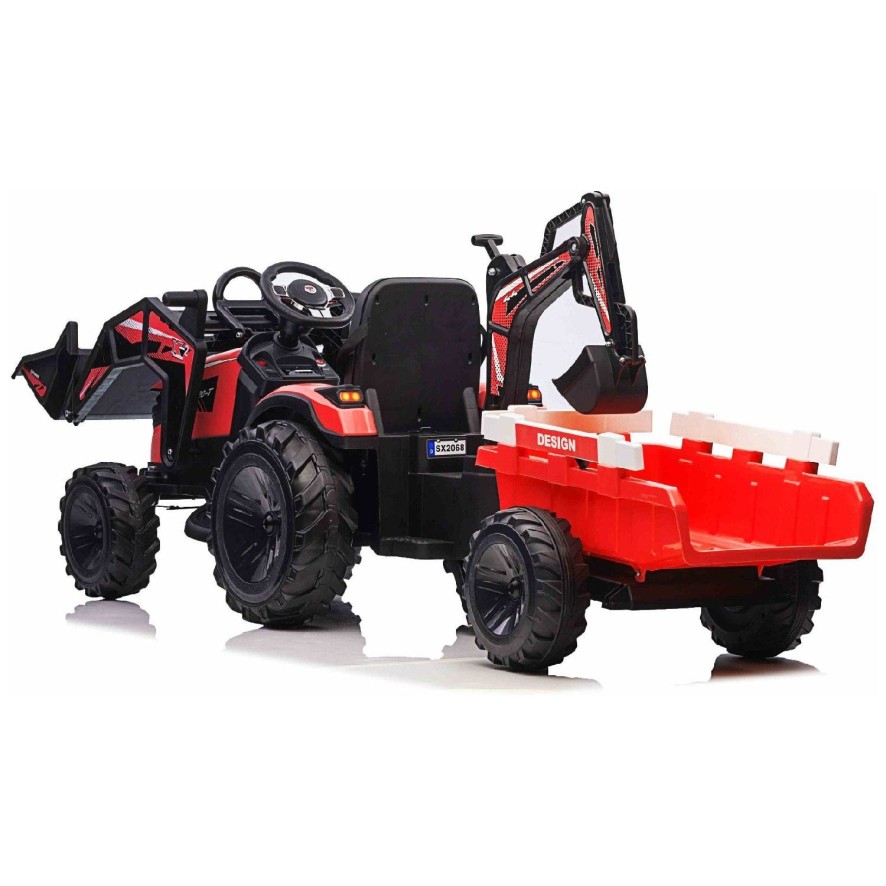 11V TOP-WORKER  - otroški traktor na akumulator, rdeč